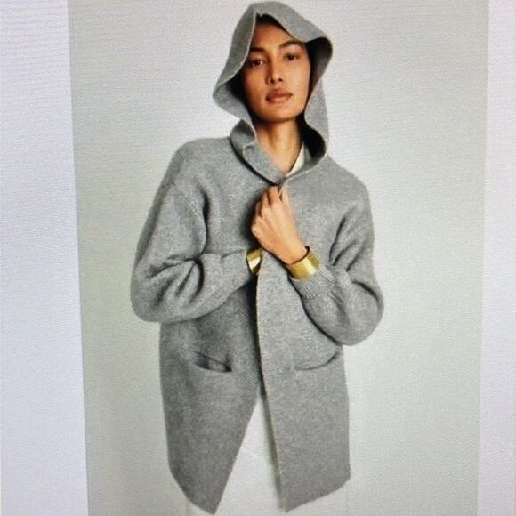 New! Beryll Vivi Cashmere Cropped Coat with Hood in Shell Gray One Size NWT - Picture 1 of 16